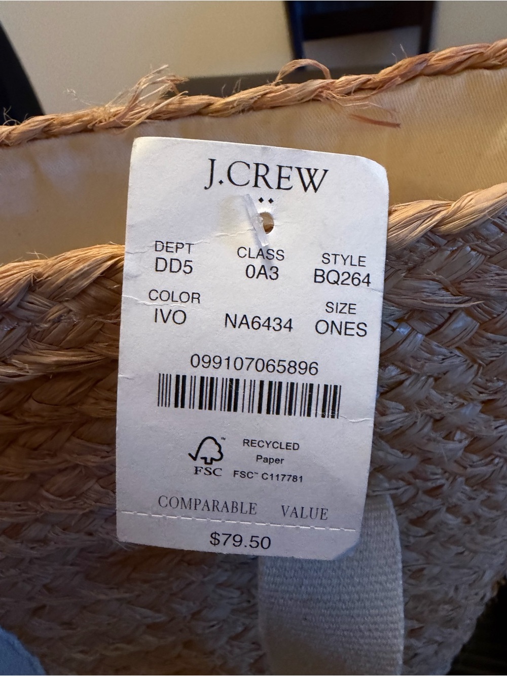 NWT J.Crew Factory Raffia Straw Mini Tote Bag Summer Beach Handle and Strap - Picture 5 of 14